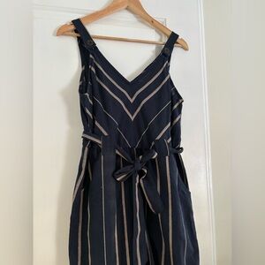 Striped Navy and Beige Jumpsuit